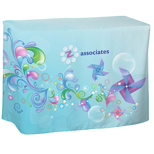 Serged Fitted Demo Table Throw - 4 feet - Full Color Main Image