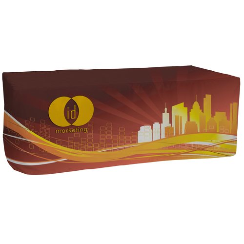 Serged Closed-Back Fitted Table Cover - 8 feet - Full Color Main Image