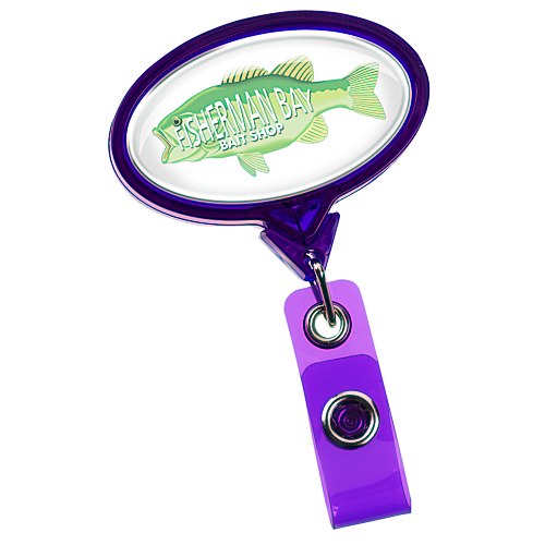 Jumbo Retractable Badge Holder - 40" - Oval - Translucent Main Image