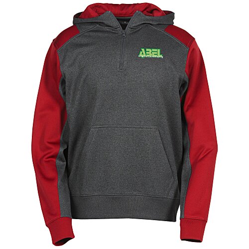 Colorblock Performance Heather Fleece 1/4-Zip Hoodie - Embroidered Main Image