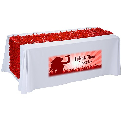 6' Closed-Back Table Throw with Floral Runner - Front Panel-FC Main Image