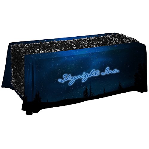 Serged 6' Closed-Back Table Throw with Floral Runner - Full Color Main Image