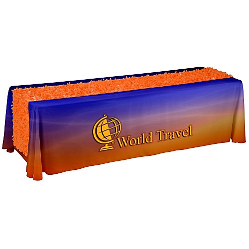 Serged 8' Closed-Back Table Throw with Floral Runner - Full Color Main Image
