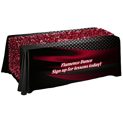 Serged 6' Closed-Back Table Throw with Metallic Floral Runner - Full Color Main Image