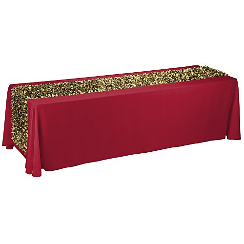 Serged 8' Closed-Back Table Throw with Metallic Floral Runner - Blank Main Image