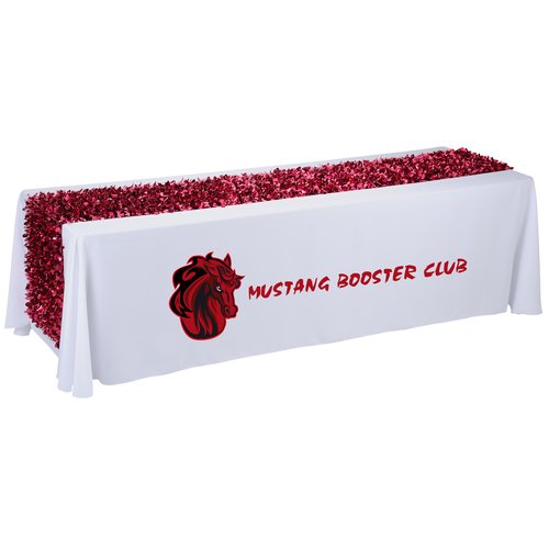 8' Closed-Back Table Throw w/Metallic Floral Runner - HT Main Image