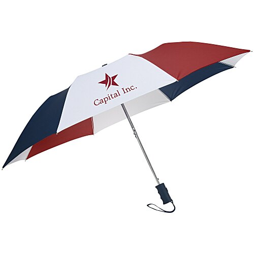 42-inch Folding Umbrella with Auto Open - Red / White / Blue - 42-inch Arc - 24 hr Main Image