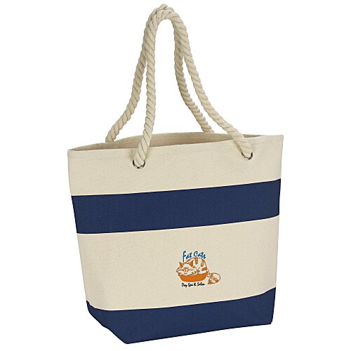 Capri Stripes Cotton Tote - Embroidered Main Image