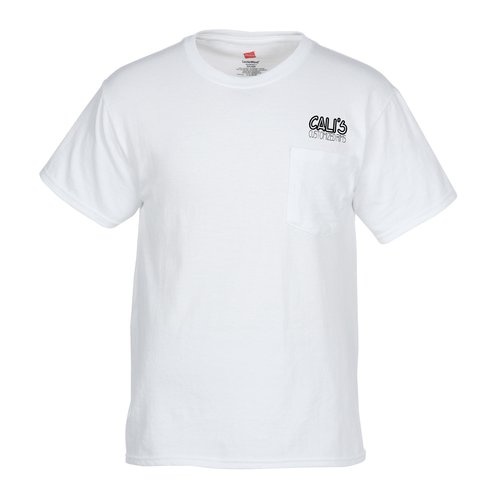 Hanes 50/50 ComfortBlend Pocket Tshirt - White Main Image