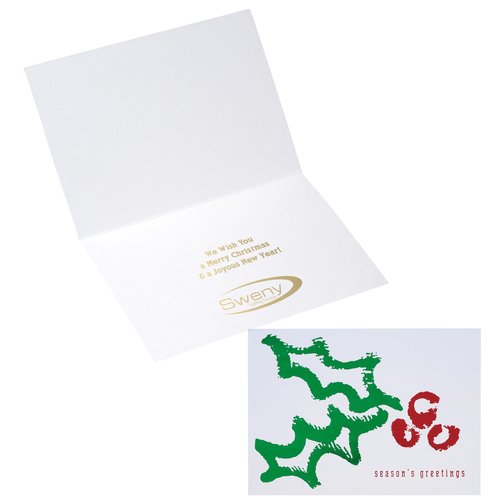 Textured Contemporary Holly Greeting Card Main Image