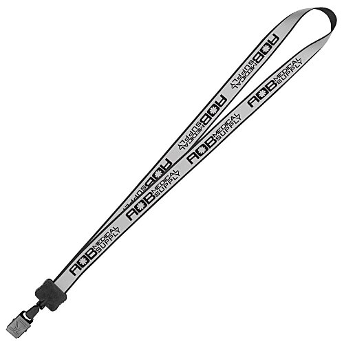 Reflective Lanyard - 3/4 inch - 34 inches - Large Metal Bulldog Clip Main Image