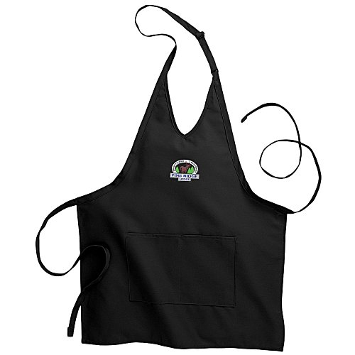 V-Neck Bib Apron with Two Pockets Main Image