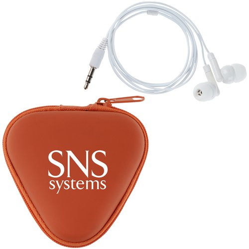 Ear Buds with Zippered Triangle Case Main Image