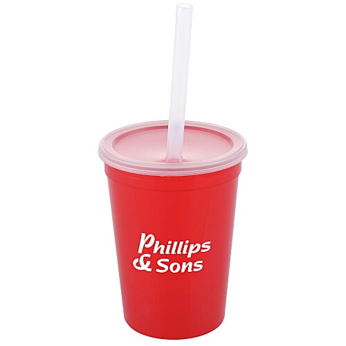 Translucent Stadium Cup with Lid & Straw - 12 oz Main Image