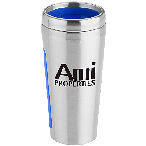 Dual Grip Travel Tumbler - 15 oz - Silver Main Image