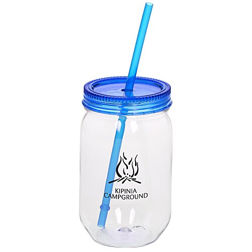 Fiesta Mason Jar with Straw - 22 oz. - 24 hr Main Image