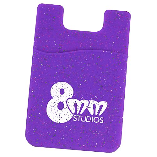 Adhesive Cell Phone Wallet - Glitter Main Image