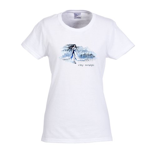 Gildan 5.3-oz Cotton T-Shirt - Ladies' - Full Color - White Main Image