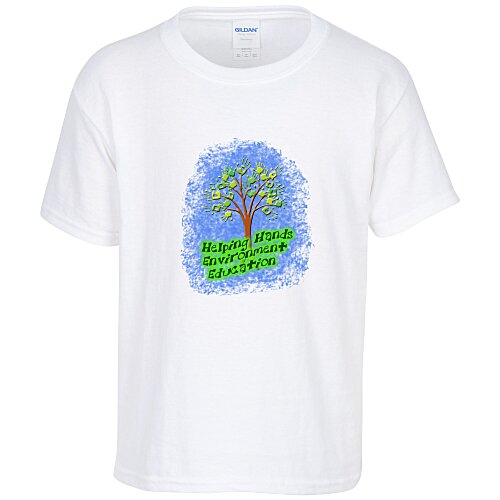 Gildan 5.3-oz Cotton T-Shirt - Youth - Full Color - White Main Image