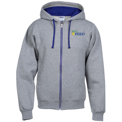 Jerzees NuBlend Contrast Full-Zip Hoodie - Embroidered Main Image