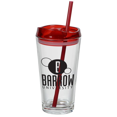 pint2go Glass Tumbler with Straw - 16 oz. Main Image
