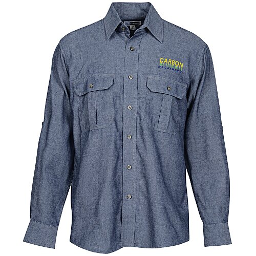 Chambray Roll Sleeve Double Pocket Shirt - Men's Main Image