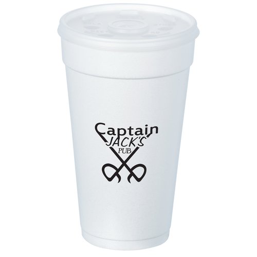 Foam Hot/Cold Cup with Straw Slotted Lid - 20 oz. - Low Qty Main Image