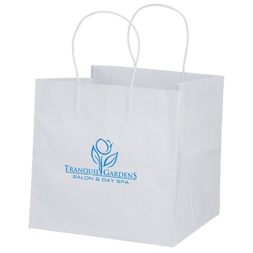 White Kraft Wide Gusset Paper Bag - 10" x 10-1/4" Main Image