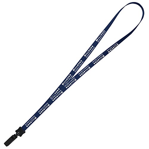 Smooth Nylon Lanyard - 1/2 inch - 34 inches - Plastic Bulldog Clip - 24 hr Main Image