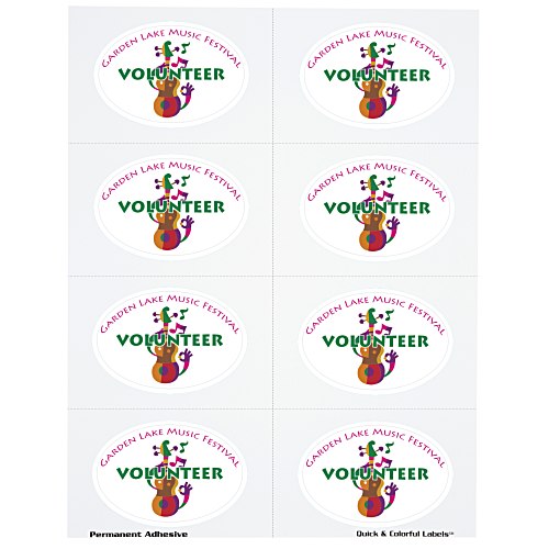 Quick & Colorful Perforated Sheeted Label - Oval 2" x 3" Main Image