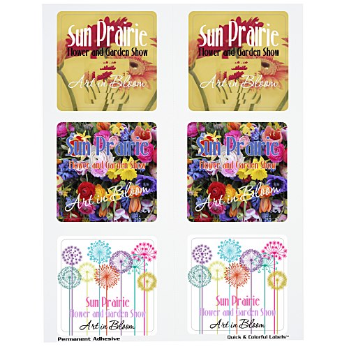 Quick & Colorful Perforated Sheeted Label - Square 3" x 3" Main Image
