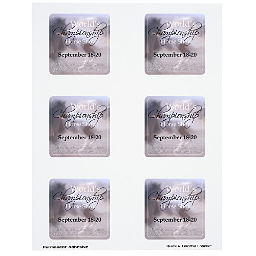 Quick & Colorful Perforated Sheeted Label - Square 2-1/2" x 2-1/2" Main Image