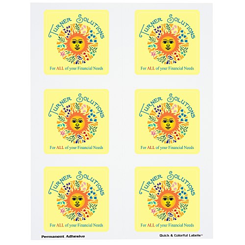 Quick & Colorful Perforated Sheeted Label - Square 2-3/4" x 2-3/4" Main Image