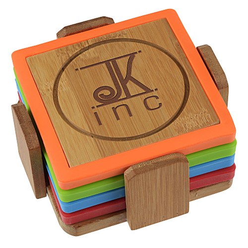 Bamboo and Silicone Coaster Set Main Image