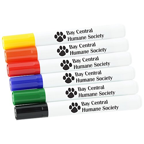 Broad Line Dry Erase Marker - Bullet Tip - Assorted - 6pk Main Image