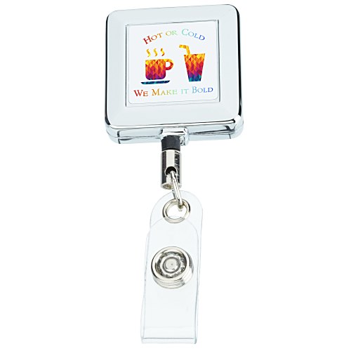 Metal Retractable Badge Holder - Slip Clip - Square Main Image