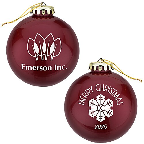 Round Shatterproof Ornament - Snowflake - Merry Christmas Main Image