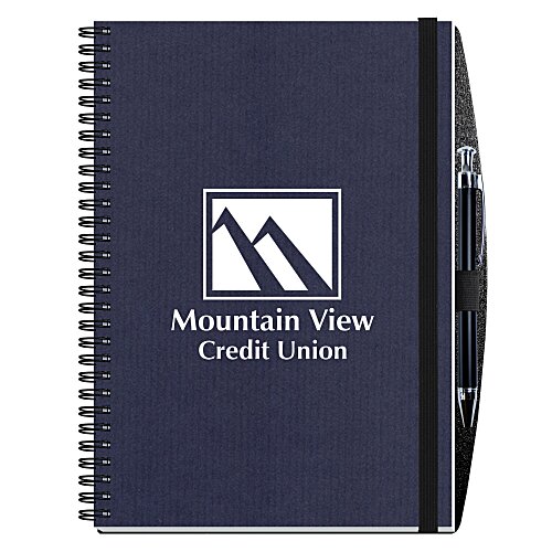 Corded Paperboard Journal with Pen - 10 inches x 7 inches - 50 sheet Main Image
