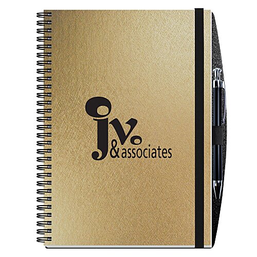 Elite Metallic Paperboard Journal with Pen - 10 inches x 7 inches -50 sheet Main Image