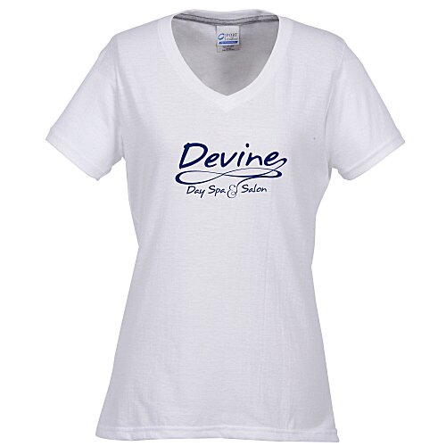 Principle Performance Blend Ladies' V-Neck T-Shirt - White Main Image