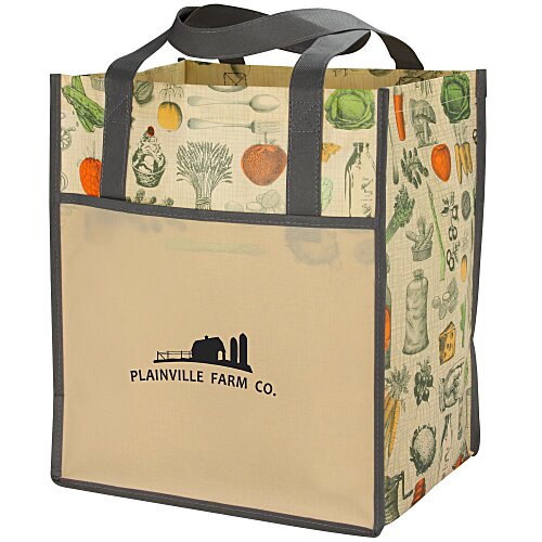 Matte Laminated Vintage Design Grocery Tote - 24 hr Main Image