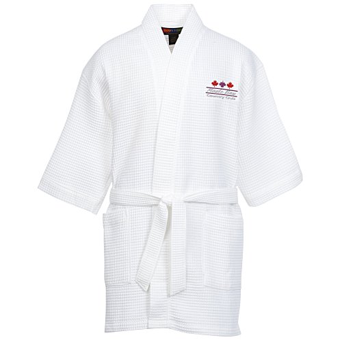 Waffle Weave Thigh Length Robe - White Main Image