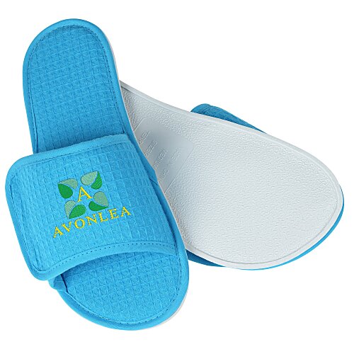 Waffle Weave Slippers - Embroidered Main Image