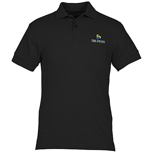 Smooth Touch Blended Pocket Pique Polo - Men's Main Image