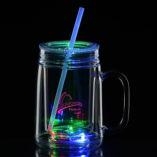 Light-Up Mason Jar with Straw - 18 oz. - 24 hr Main Image