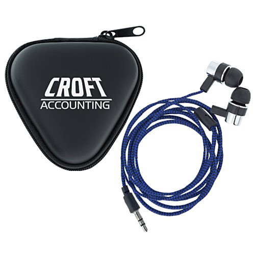 Zig Zag Braided Ear Buds with Triangle Case Main Image
