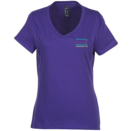 Hanes Perfect-T V-Neck T-Shirt - Ladies' - Colors - Embroidered Main Image