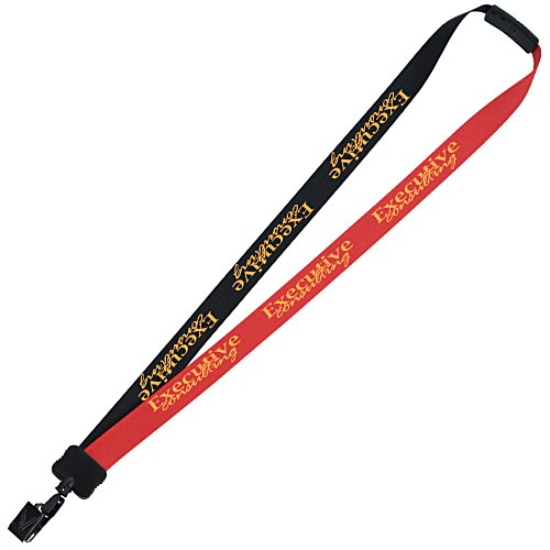 Two-Tone Poly Lanyard - 3/4 inches - 34 inches - Large Metal Bulldog Clip Main Image