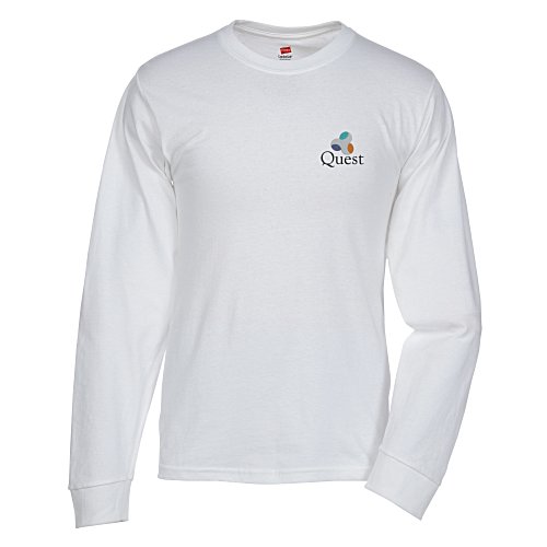 Hanes Essential-T LS T-Shirt - Men's - Embroidered - White Main Image