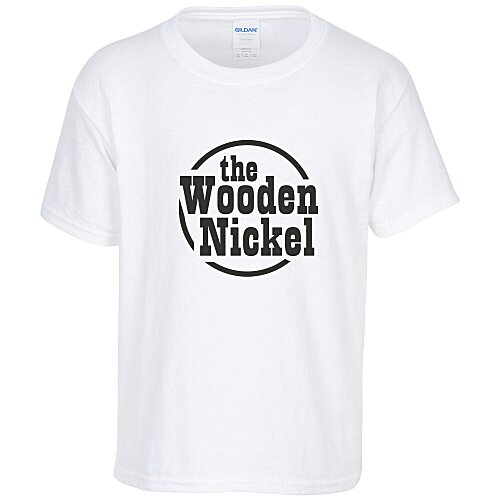 Gildan 5.3 oz. Cotton T-Shirt - Youth - Screen - White - 24 hr Main Image